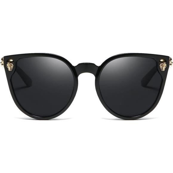 Women\'s Rimless Skull Design Cat Eye Sunglasses UV400 Protection, Black main image 4